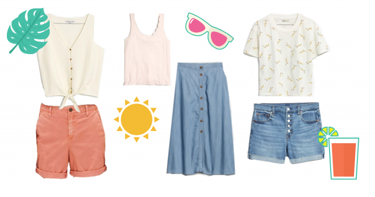 Summer clothes with summer icons